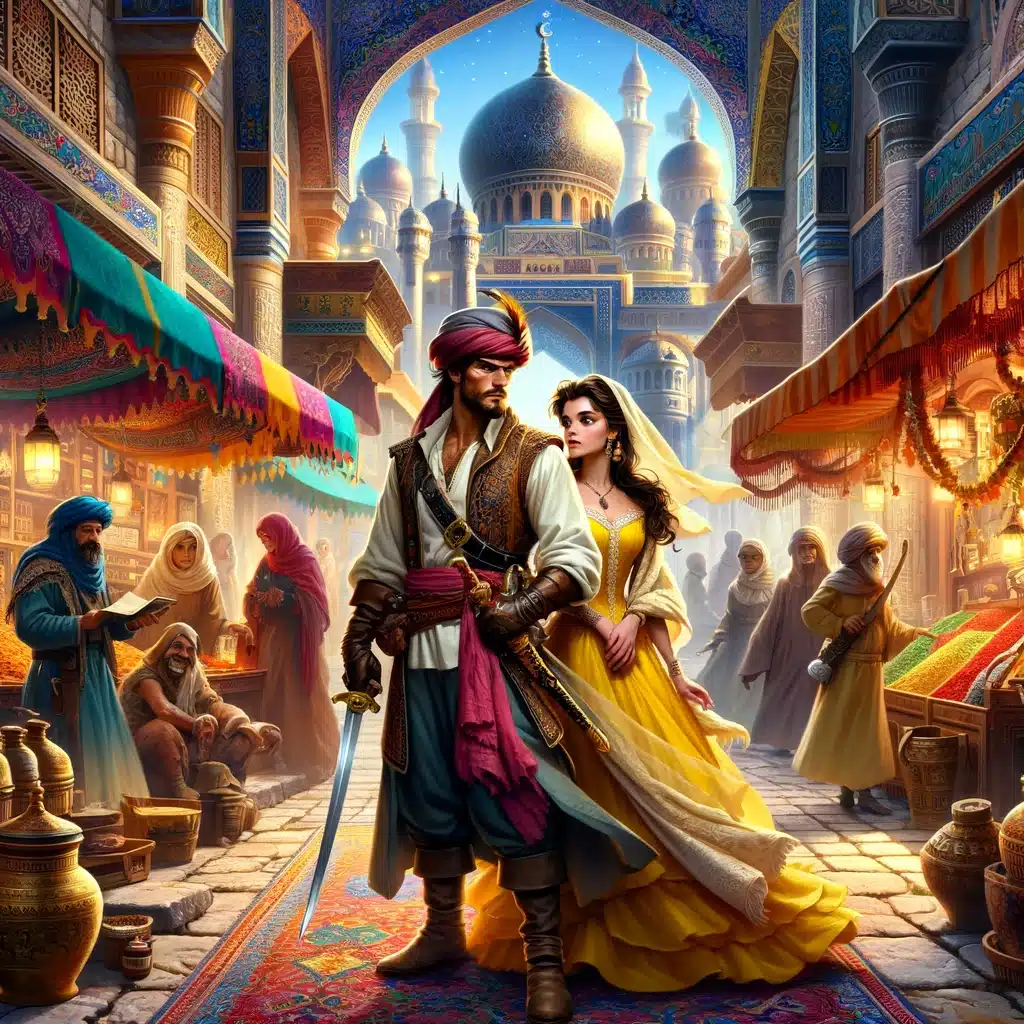 Sinbad from 1001 Arabian nights and Belle from Belle and the beast
